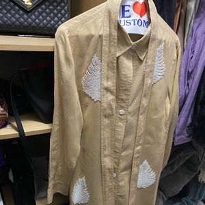 Zara Hand Beaded Maxi Shirt Dress